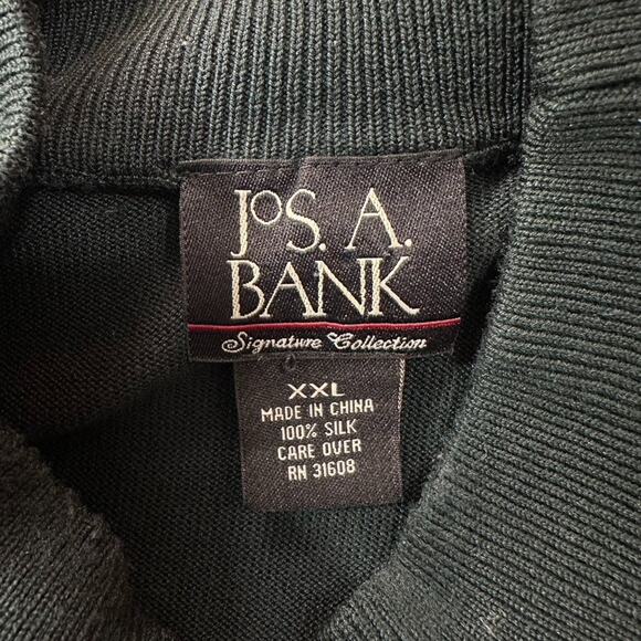 Jos A Bank XXL 100% Silk Green Turtle Mockneck Knit Sweater Holiday Top Pullover - Picture 5 of 8